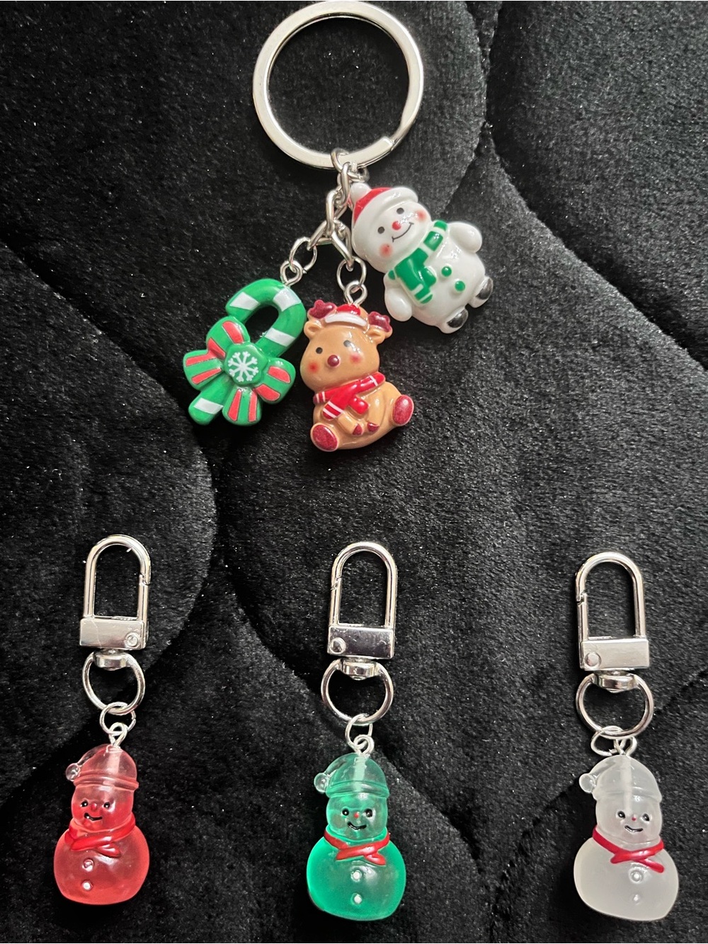 Snowman/Holiday Themed 4 Cute Bag Charms or Keychains Bundle
